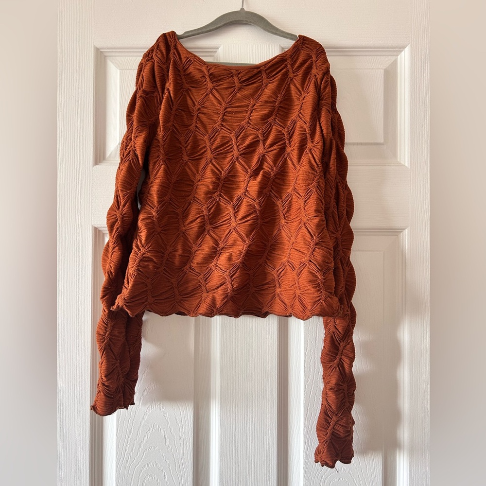 See You Monday Burnt Orange Long Sleeve Top